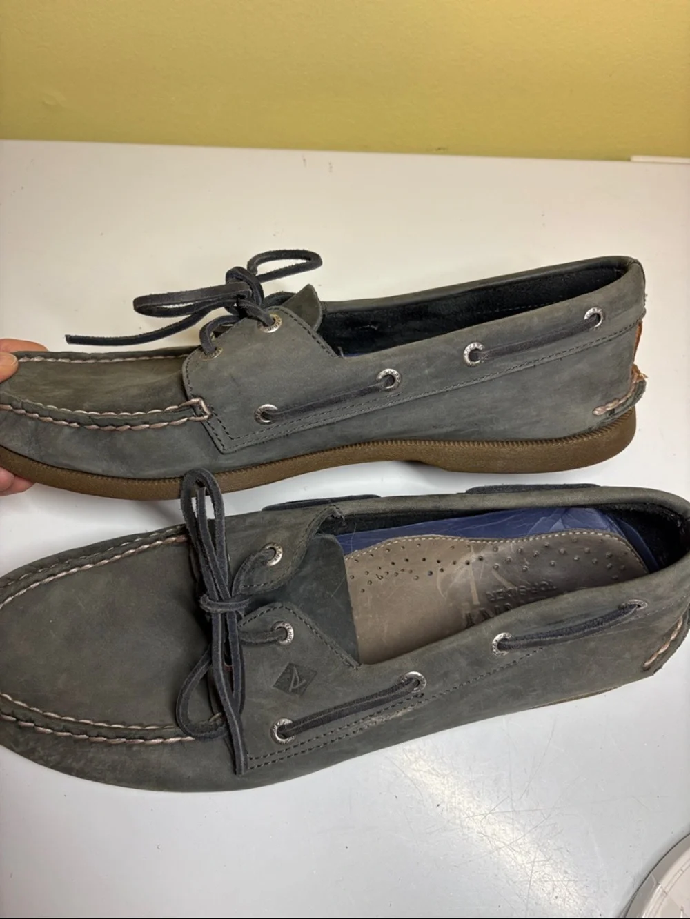 Sperry Topside Gray Leather Non-Marking Boat Shoe Size 12